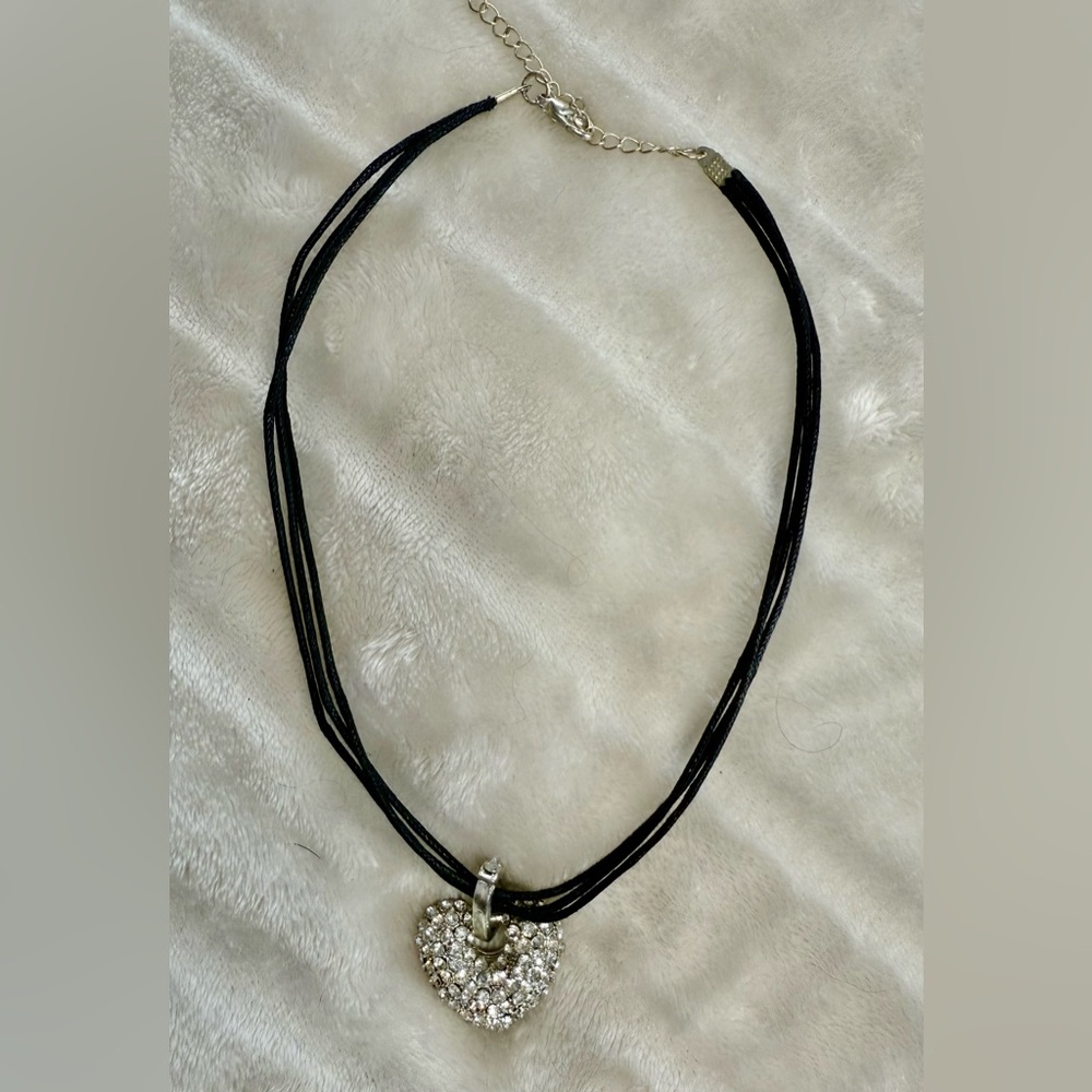 Elegant Black Necklace with Silver Pendant